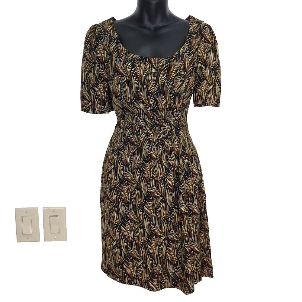 Moulinette Soeurs Silk Dress 2‎ Multicolor Botanical Print Short Sleeve Pleated